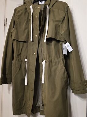 OLD NAVY Women’s Olive Hooded Anorak Jacket with Drawstring